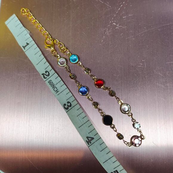 Handmade * Gold and multi-coloured crystal bracelet - Picture 2 of 2